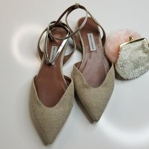 Tabitha Simmons Pointed Toe Ankle Strap Flats 6M